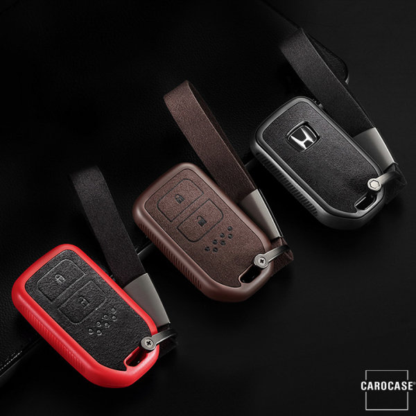 Silikon Alcantara Schutzhülle passend für Honda Schlüssel + Lederband + Karabiner  SEK12-H11