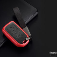 Silikon Alcantara Schutzhülle passend für Honda Schlüssel + Lederband + Karabiner rot SEK12-H12-3
