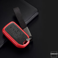 Silikon Alcantara Schutzhülle passend für Honda Schlüssel + Lederband + Karabiner braun SEK12-H13-2