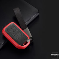 Silikon Alcantara Schutzhülle passend für Honda Schlüssel + Lederband + Karabiner braun SEK12-H15-2