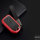 Silikon Alcantara Schutzhülle passend für Honda Schlüssel + Lederband + Karabiner rot SEK12-H16-3