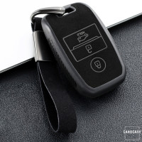Coque de protection en silicone, Cuir Alcantara pour voiture Kia clé télécommande K7 brun