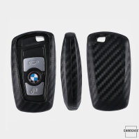 Silikon Carbon-Look Schlüssel Cover passend für BMW Schlüssel schwarz SEK3-B5