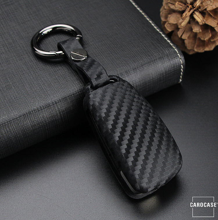 Silikon Carbon-Look Schlüssel Cover passend für Audi Schlüssel schwarz SEK3-AX3 Premium Autoschlüssel Schutzhülle - Detailansicht 2