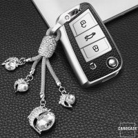 Silikon Leder-Look Schlüssel Cover passend für Volkswagen, Skoda, Seat Schlüssel  SEK13-V3
