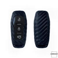 Silikon Carbon-Look Schlüssel Cover passend für Ford Schlüssel schwarz SEK3-F3