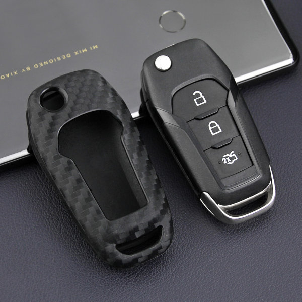Coque de protection en silicone pour voiture Ford clé télécommande F2 noir