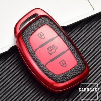 Silikon Leder-Look Schlüssel Cover passend für Hyundai Schlüssel  SEK13-D1