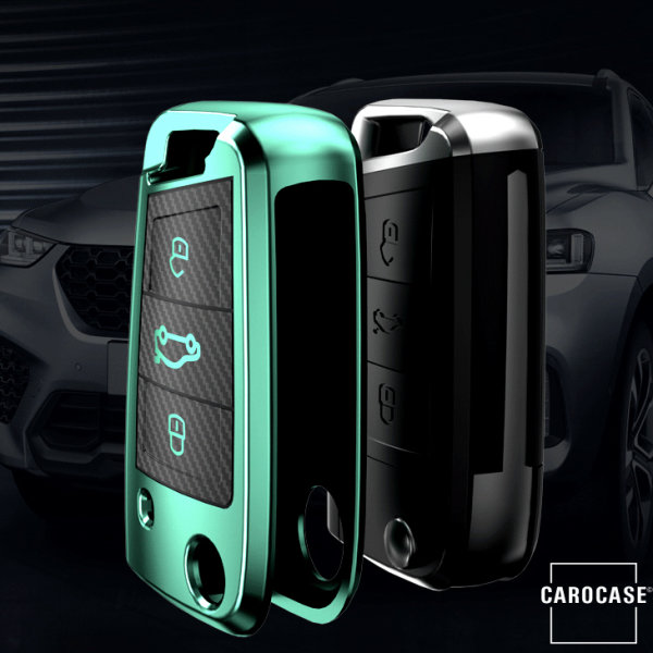 Glossy Carbon-Look Schlüssel Cover passend für Volkswagen