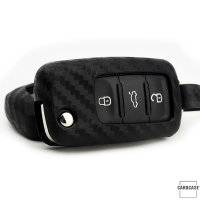 Silikon Carbon-Look Schlüssel Cover passend für Volkswagen, Skoda, Seat Schlüssel schwarz SEK3-VXN