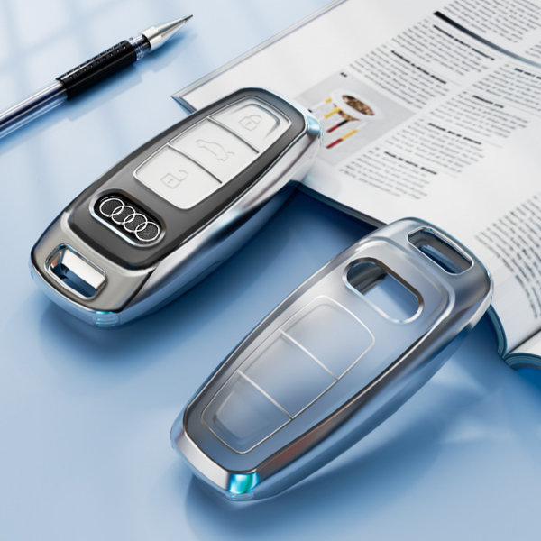 HIBEYO Intelligente Autoschlüssel Hülle passt für Audi Schlüsselhülle TPU  Taste Schutzhülle Silikonschutz für Audi A6L A6 A7 A8 Q7 Q8 E-Tron