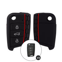 Silicone key cover (SEK22) for Audi, Volkswagen, Skoda, Seat keys - black