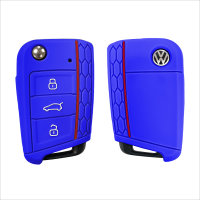 Silikon Schlüsselhülle / Schutzhülle (SEK22) passend für Audi, Volkswagen, Skoda, Seat Schlüssel - blau