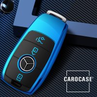 Black-Glossy Silikon Schutzhülle passend für Mercedes-Benz Schlüssel blau SEK7-M9-4