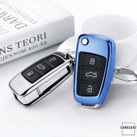 Glossy Silikon Schutzhülle / Cover passend für Audi Autoschlüssel AX3 blau