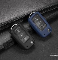 Coque de clé de voiture en silcone (SEK6) compatible avec Volkswagen, Skoda, Seat clés - noir