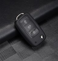 Silikon Schlüsselhülle / Schutzhülle (SEK6) passend für Volkswagen, Skoda, Seat Schlüssel - schwarz