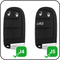 Glossy Silikon Schutzhülle / Cover passend für Jeep, Fiat Autoschlüssel J4, J5, J6, J7 silber