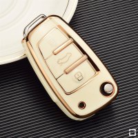 Coque de clé de voiture en TPU brillant (SEK18) compatible avec Audi clés - beige