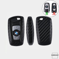 Silikon Carbon-Look Schlüssel Cover passend für BMW Schlüssel schwarz SEK3-B5-1