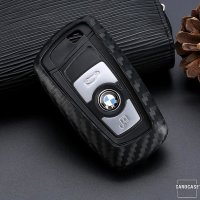 Silikon Carbon-Look Schlüssel Cover passend für BMW Schlüssel schwarz SEK3-B5 (Schutzhülle ohne Zubehör)