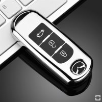 Glossy Silikon Schutzhülle passend für Mazda Schlüssel silber SEK8-MZ2-15