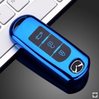 Glossy Silikon Schutzhülle passend für Mazda Schlüssel blau SEK8-MZ2-4