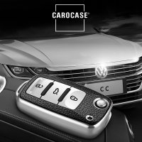 Coque de protection en silicone pour voiture Volkswagen, Skoda, Seat clé télécommande V2 argent