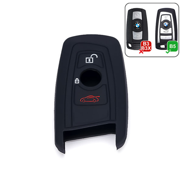 Silicone key fob cover case fit for BMW B5 remote key black