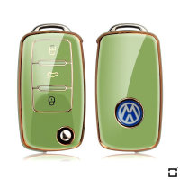Coque de clé de voiture en TPU brillant (SEK18) compatible avec Volkswagen, Skoda, Seat clés - vert