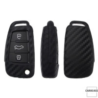 Cover Guscio / Copri-chiave silicone, Metall, Pelle compatibile con Audi AX3 nero