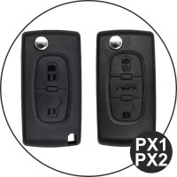 Silikon Carbon-Look Schlüssel Cover passend für Citroen, Peugeot, Fiat Schlüssel schwarz SEK3-PX2-1