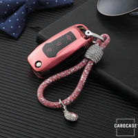 Glossy Carbon-Look Schlüssel Cover passend für Ford Schlüssel rosa SEK14-F2-10