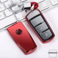 Coque de protection en silicone pour voiture Volkswagen clé télécommande V6 rouge