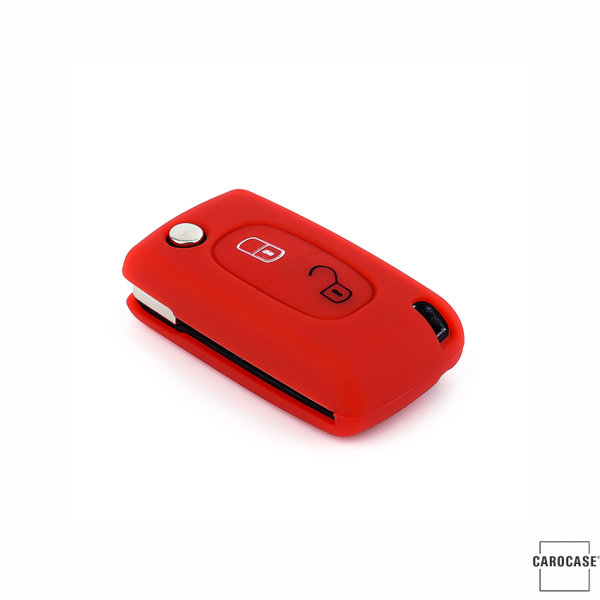 Coque de protection en silicone pour voiture Citroen, Peugeot, Fiat clé télécommande PX1 rouge