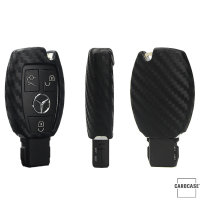 Silikon Carbon-Look Schlüssel Cover passend für Mercedes-Benz Schlüssel schwarz SEK3-M7 (Schutzhülle ohne Zubehör)