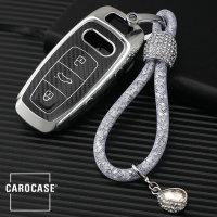 Silicone key fob cover case fit for Audi AX7 remote key silver