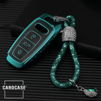 Glossy Carbon-Look Schlüssel Cover passend für Audi Schlüssel rot SEK14-AX7-3