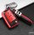 Silikon Leder-Look Schlüssel Cover passend für Volkswagen, Skoda, Seat Schlüssel rot SEK13-V3-3