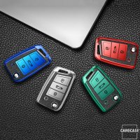 Cover Guscio / Copri-chiave silicone compatibile con Volkswagen, Skoda, Seat V3 verde