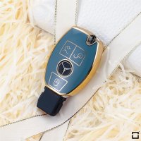 Glossy TPU Schlüsselhülle / Schutzhülle (SEK18/2) passend für Mercedes-Benz Schlüssel - blau