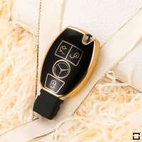 Coque de clé de voiture en TPU brillant (SEK18/2) compatible avec Mercedes-Benz clés - noir