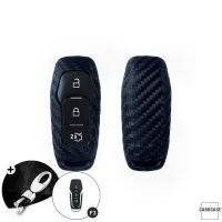 Silikon Carbon-Look Schlüssel Cover passend für Ford Schlüssel schwarz SEK3-F3-1