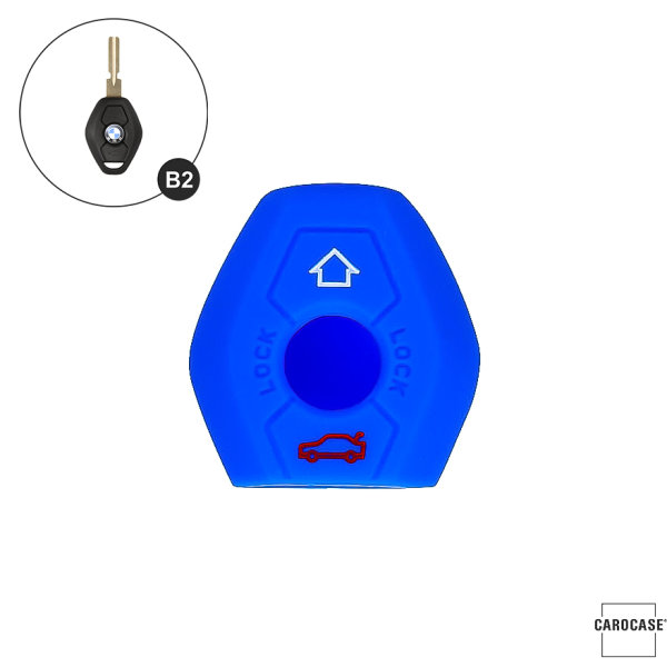 Coque de protection en silicone pour voiture BMW clé télécommande B2 bleu