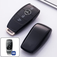 Glossy Silikon Schutzhülle / Cover passend für Mercedes-Benz Autoschlüssel M9 schwarz
