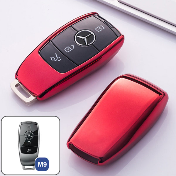 Glossy Silikon Schutzhülle / Cover passend für Mercedes-Benz Autoschlüssel M9 rot