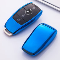 Glossy Silikon Schutzhülle / Cover passend für Mercedes-Benz Autoschlüssel M9 blau