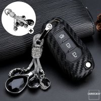 Silikon Carbon-Look Schlüssel Cover passend für Ford Schlüssel schwarz SEK3-F2-1