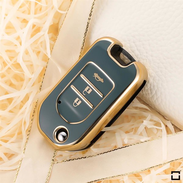 Coque de clé de voiture en TPU brillant (SEK18/2) compatible avec Honda clés - bleu