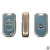 Coque de clé de voiture en TPU brillant (SEK18/2) compatible avec Honda clés - bleu